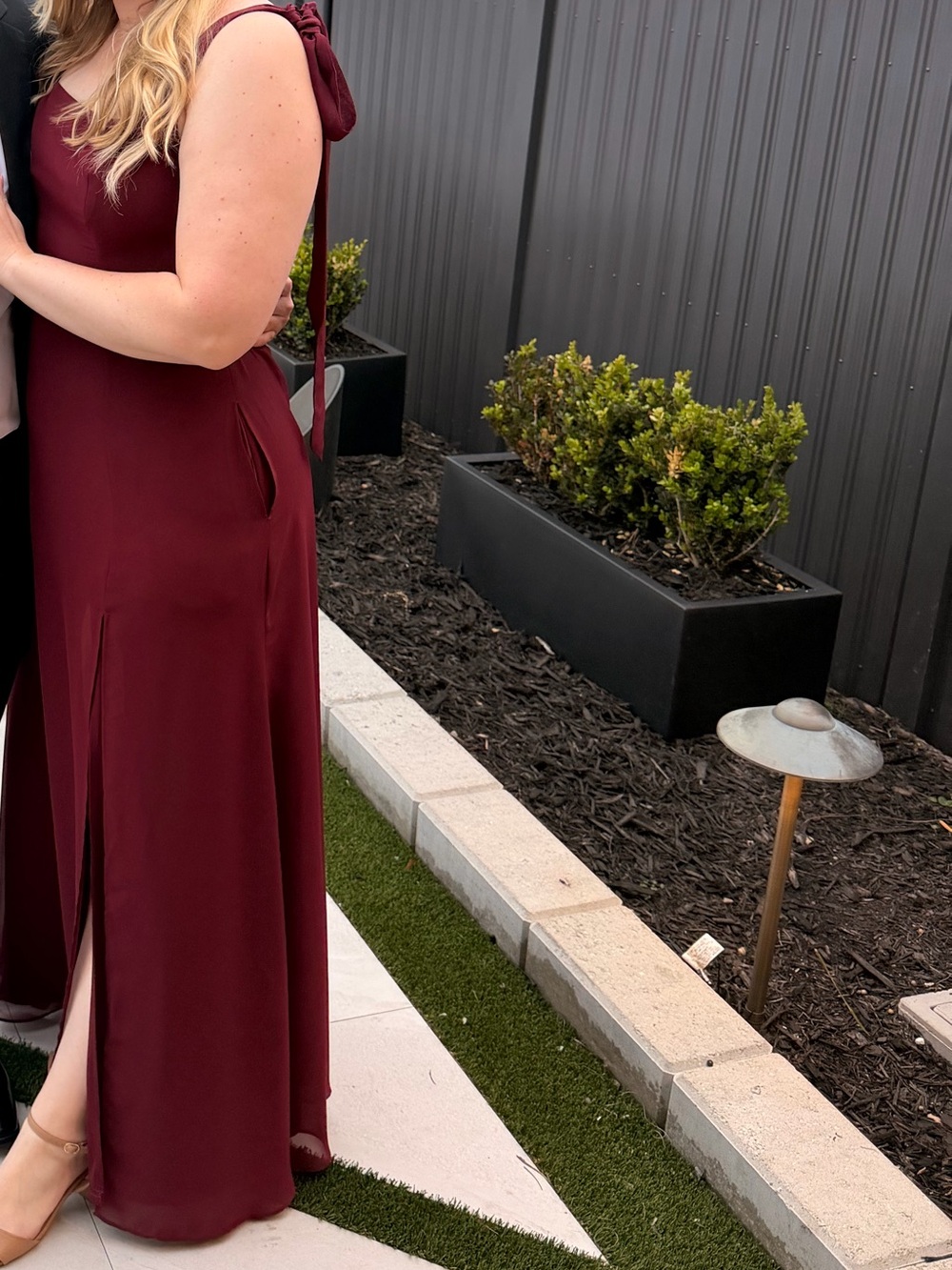Birdy Grey Cabernet Bridesmaid Dress with Side Slit
